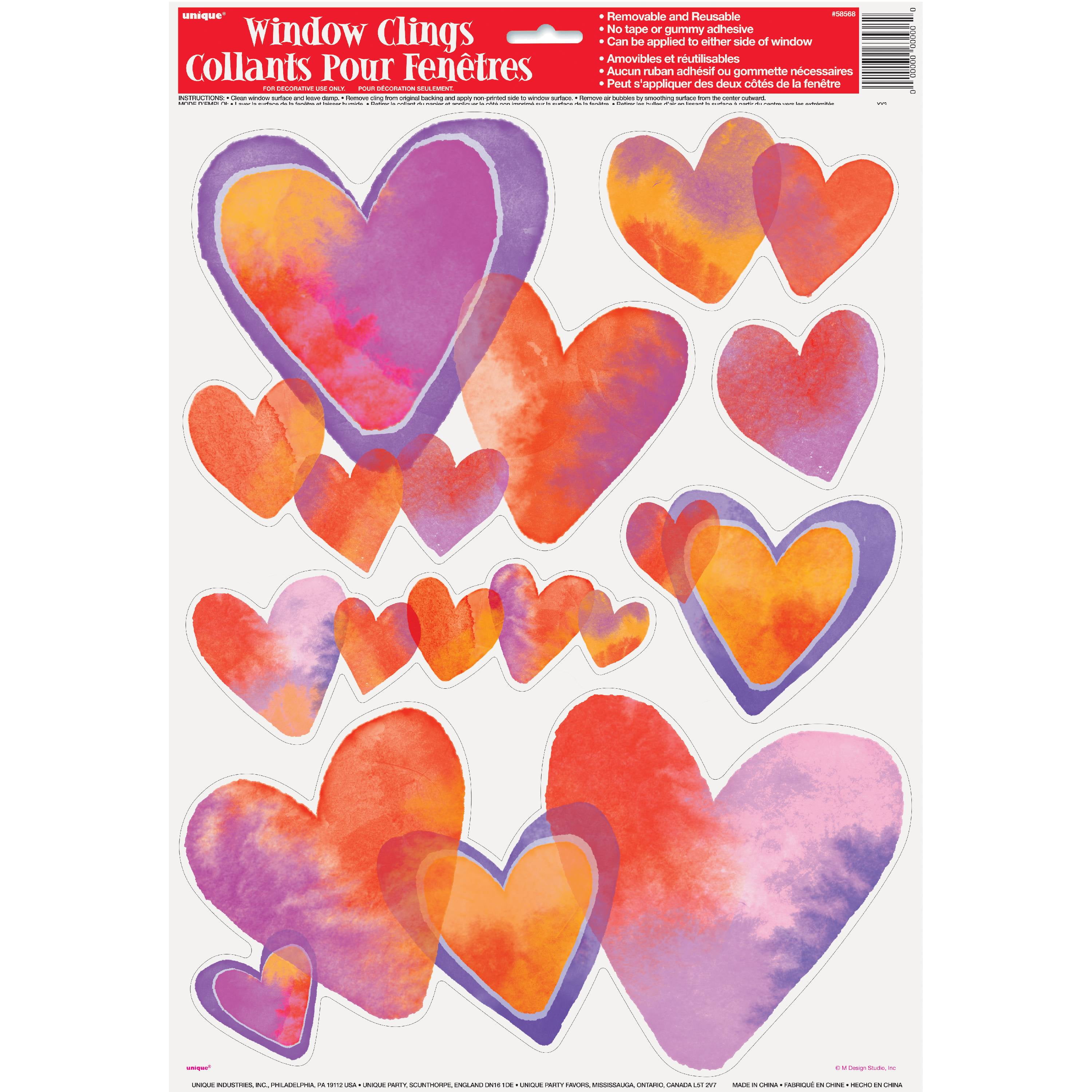 Whaline Glitter Heart Stickers 3 Colors Valentine's Day Adhesive Decals Red  Pink Daily Decorative Assorted Size Envelopes Stickers for Wedding Holiday