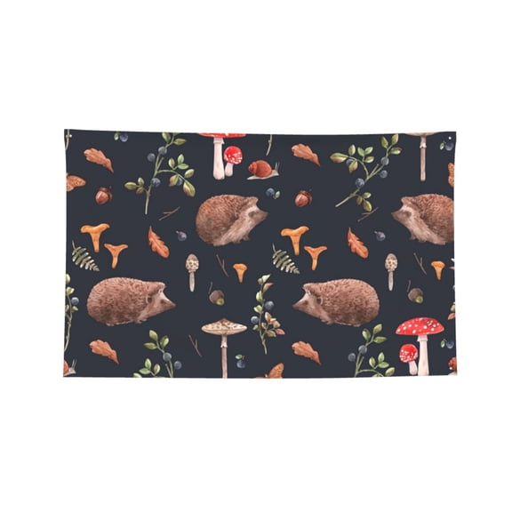 Watercolor Hedgehog Mushroom Four Hole Decorated Banner Flag for Garden Yard Home Decoration Indoor Outdoor 2x3 Ft