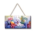 thumbnail image 1 of Watercolor Hello Winter Bichon Frise Chill Christmas Welcome Landscape Wood Sign Bichons Dog Lovers Gifts Idea Hanging Wall Home Decor - 00016, 1 of 5