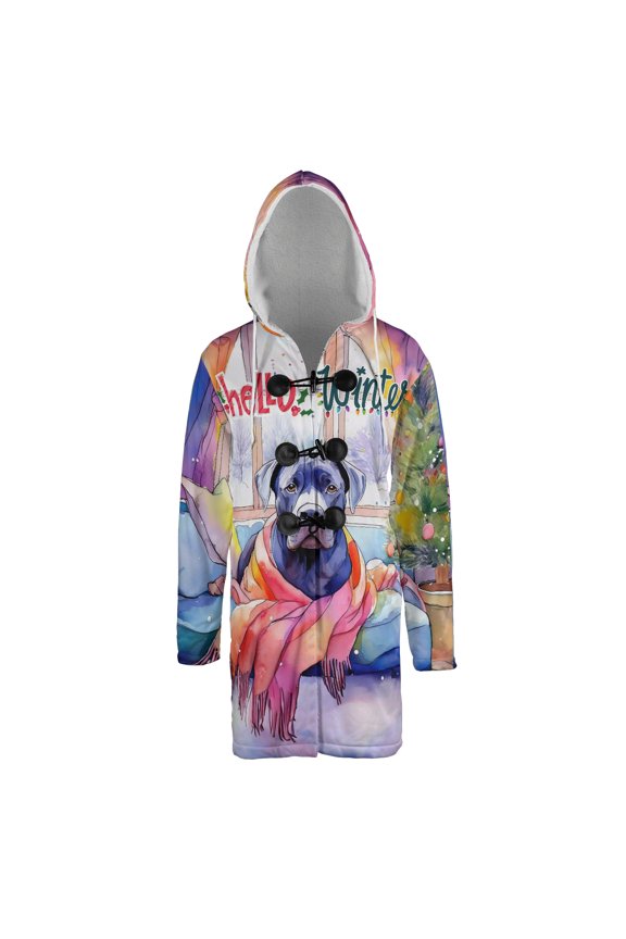 Watercolor Hello Winter Cane Corso Chill Christmas Welcome All Over Print 3D Hooded Duffle Toggle Coat Italian Mastiff Dog Lover Gifts Idea - 00016