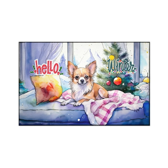 Watercolor Hello Winter Chihuahua Chill Christmas Welcome Indoor Rug Dog Lover Gifts Idea Carpet Living Bed Room Sofa Home Decor - 00016