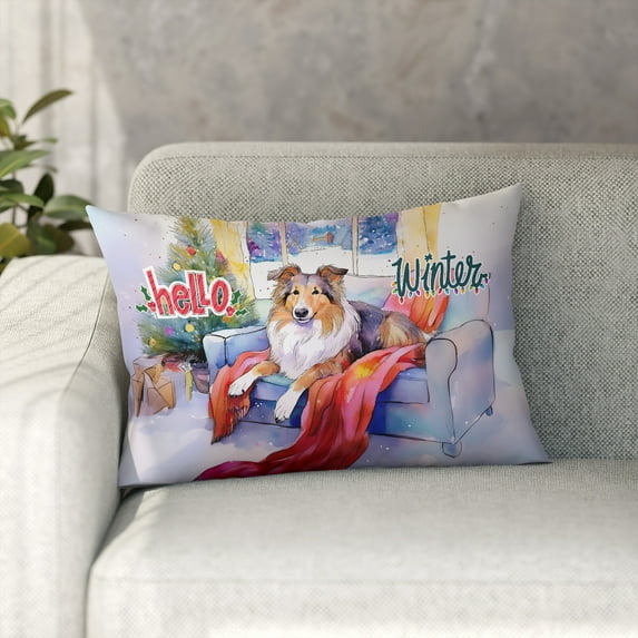 Watercolor Hello Winter Collie Chill Christmas Welcome Pillowcase Double Sided Collie Dog Lover Gifts Idea Pillow Case Covers - 00016