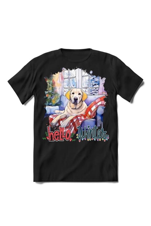 Watercolor Hello Winter Labrador Retriever Chill Christmas Welcome Shirt T-shirt Unisex Merch Lab Dog Lover Gifts - 00016