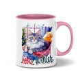 thumbnail image 1 of Watercolor Hello Winter Maine Coon Chill Christmas Welcome 11oz Accent Two-tone Mug Cat Lover Kitten Owner Gifts Coffee Tea Cup - 00016, 1 of 5