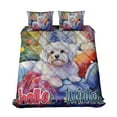 thumbnail image 1 of Watercolor Hello Winter Maltese Chill Christmas Welcome Quilt Bedding Set Maltese Dog Lover Gifts Idea 1 Blanket Bed Cover 2 Pillowcases - 00016, 1 of 5