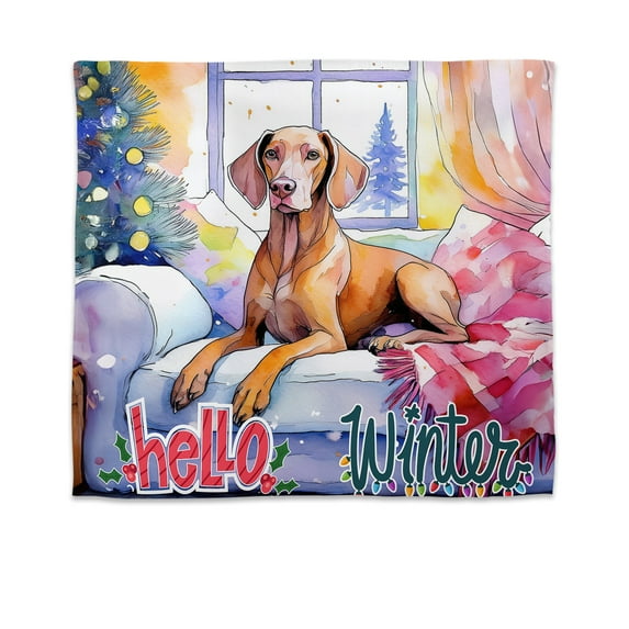 Watercolor Hello Winter Vizsla Chill Christmas Welcome Tapestry Vizslas Dog Lover Gifts Idea Wall Hanging Backdrop Home Decor - 00016