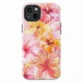thumbnail image 1 of Watercolor Hibiscus Flower Phone Case, Bright Pink & Orange Tropical Floral Design, Protective Cover for iPhone 16 15 14 13 12 11 Pro Max Mini, 1 of 6