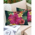 thumbnail image 1 of Watercolor Hibiscus Flowers Tropical Hawaii Floral Outdoor Pillow Covers Set of 2,Decorative Waterproof Throw Pillow Case,Green Plant Leaf Cotton Linen Soft Cozy Cushion Pillowcases, 1 of 7