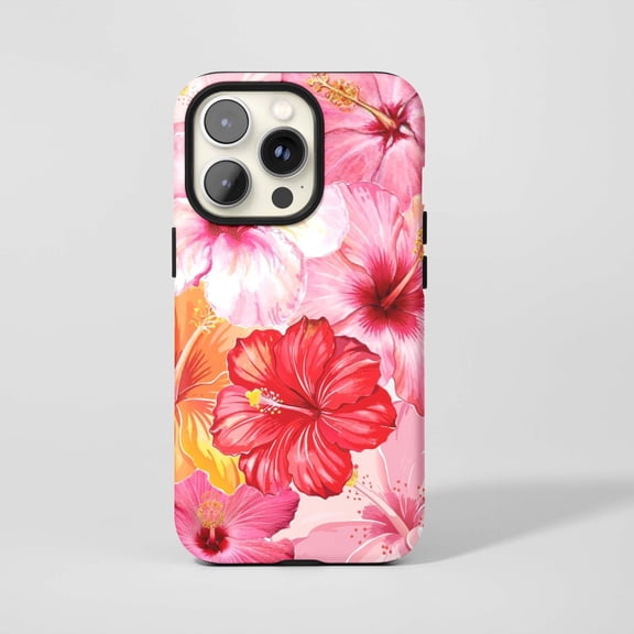 Watercolor Hibiscus Phone Case,Retro Tropical Flowers Resort Style,Cover For iphone 17 16 15 Pro Max