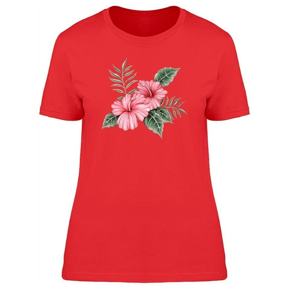 Watercolor Hibiscuses T-Shirt Women -Image by Shutterstock, Female Large