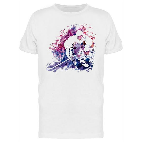 Watercolor Hockey Player T-Shirt Men -Image by Shutterstock, Male Small
