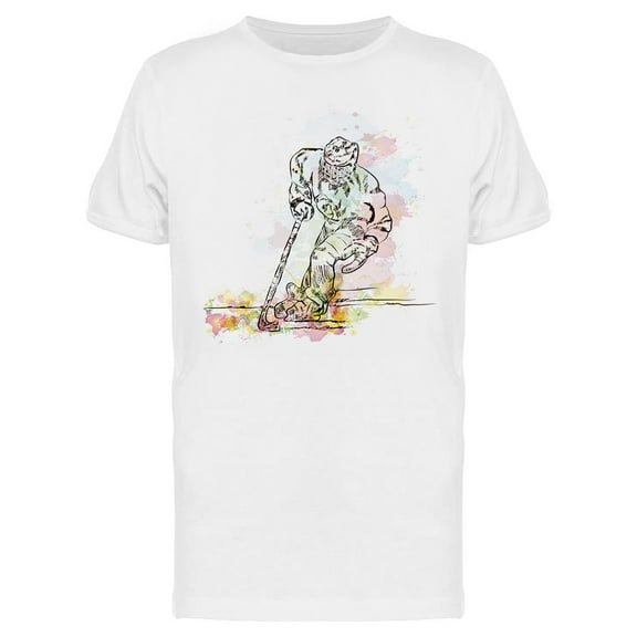 Watercolor Hockey Player T-Shirt Men -Image by Shutterstock, Male x-Large