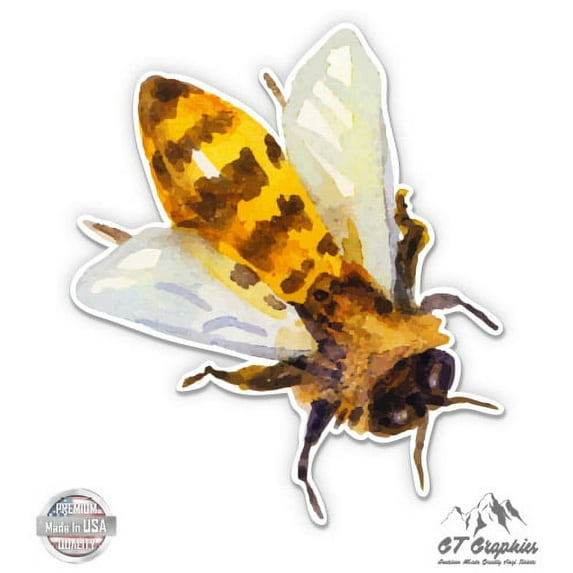 Watercolor Honey Bee - 12" Vinyl Sticker Waterproof Decal