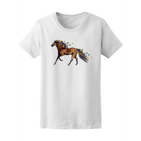 Watercolor Horse & Butterfly T-Shirt Women -Image by Shutterstock, Female x-Large