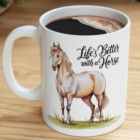 Watercolor Horse Coffee Mug Equestrian Gift for Horse Lovers