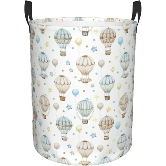 Watercolor Hot Air Balloon Round Laundry Hamper Storage Basket Toys Clothes Organizer Bin For Home Bathroom Bedroom Dorm Nursery