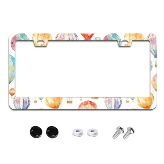 Watercolor Hot Air Balloons License Plate Frames for Women Men Car Plate Holder Cover Metal Tag Aluminum Car Accessories Front Rear Plate Decor