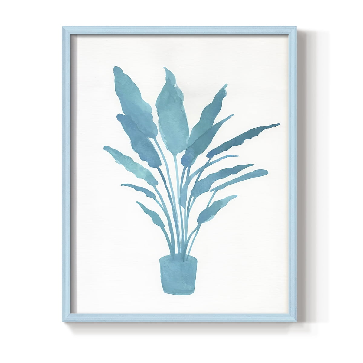 Watercolor House Plant I Framed Print in Blue Solid Wood 8 x 10 Framed Print