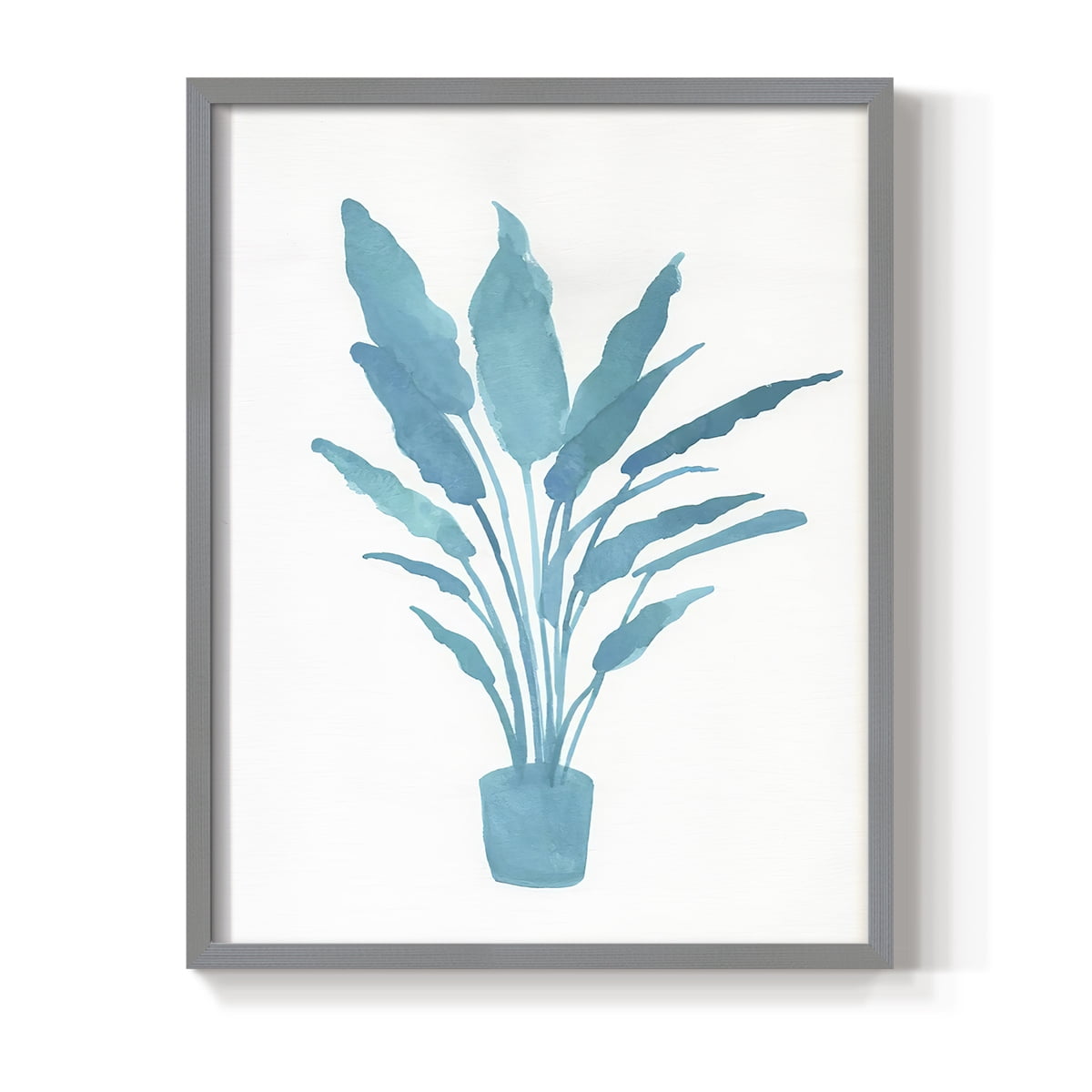 Watercolor House Plant I Framed Print in Gray Solid Wood 11 x 14 Framed Print