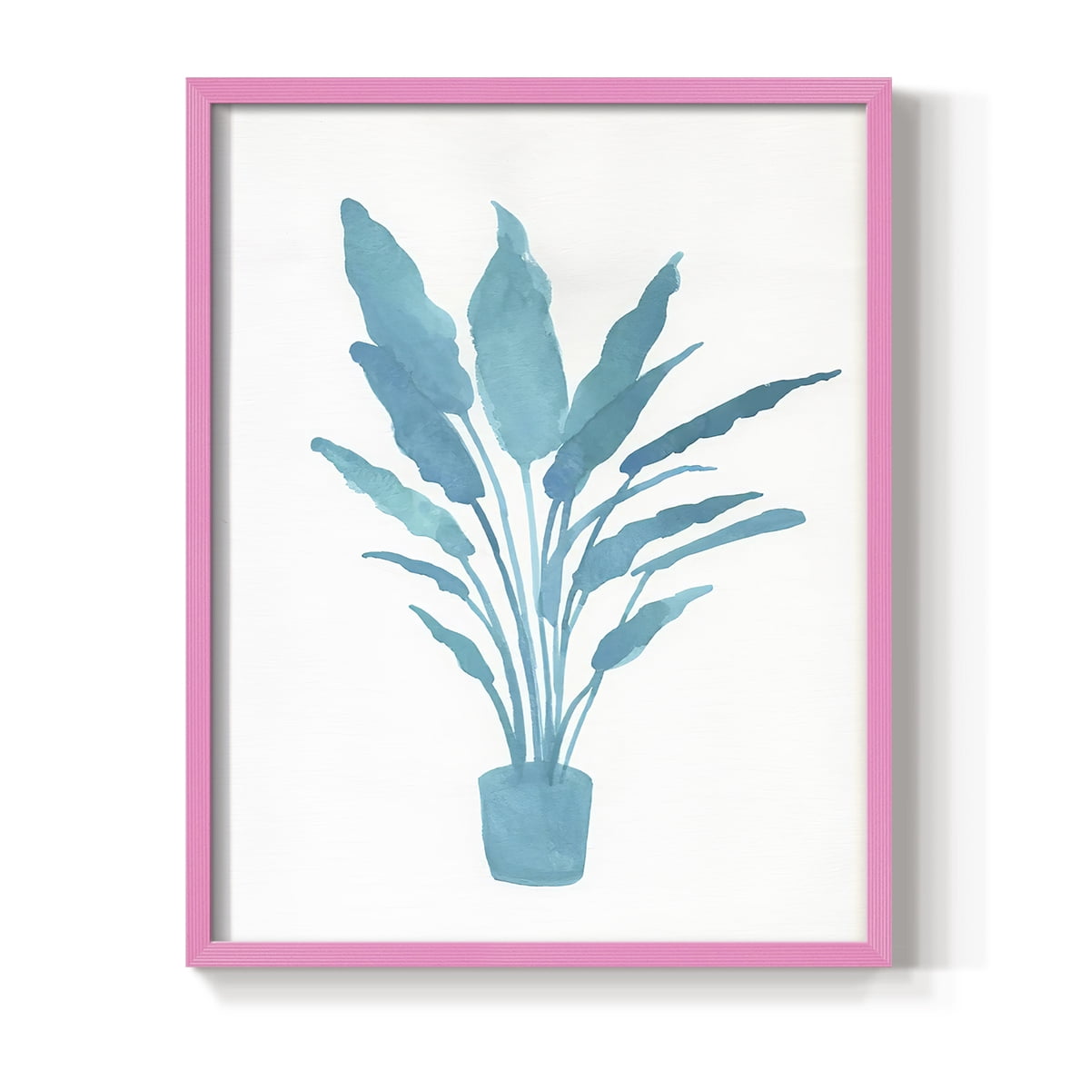 Watercolor House Plant I Framed Print in Pink Solid Wood 11 x 14 Framed Print
