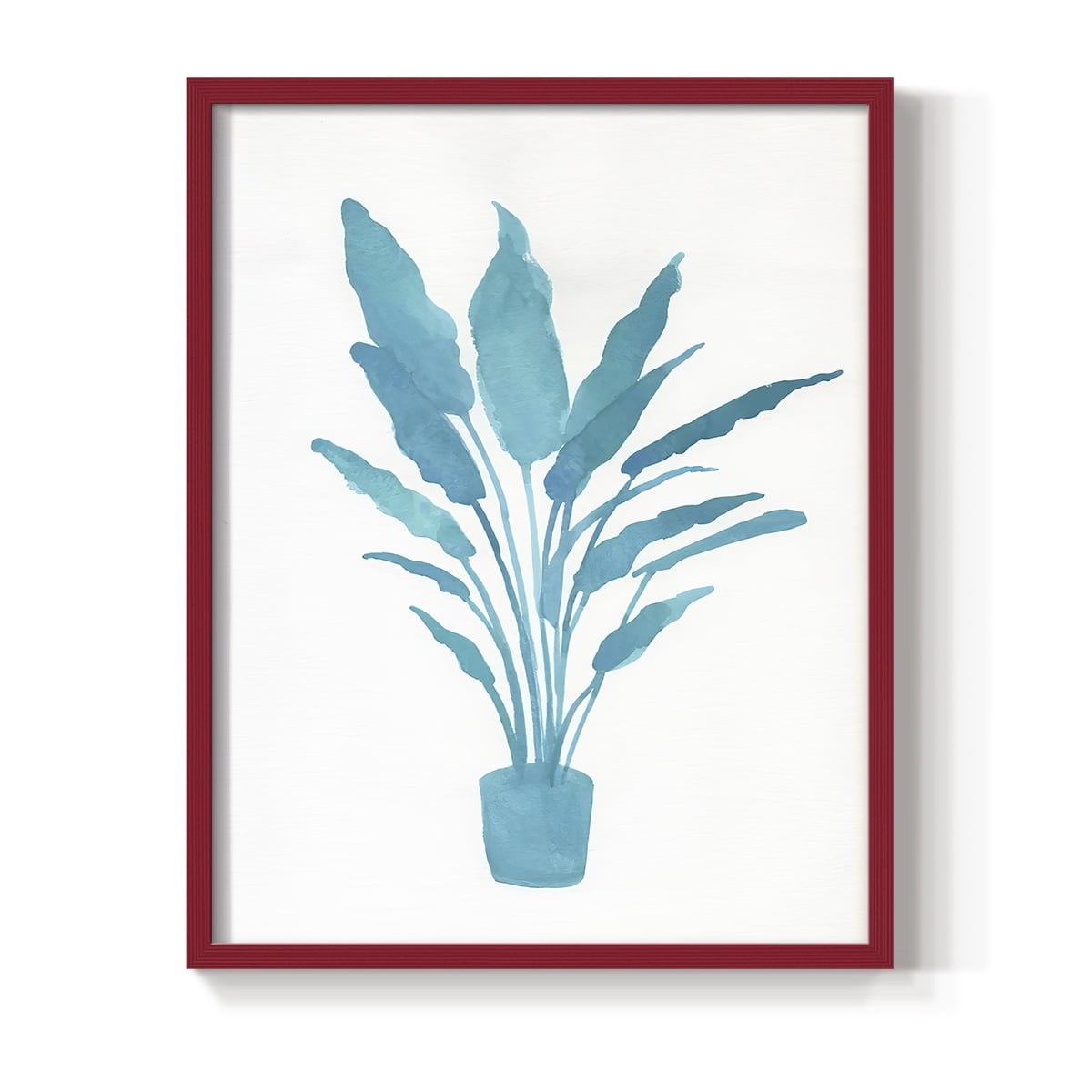 Watercolor House Plant I Framed Print in Red Solid Wood 11 x 14 Framed Print