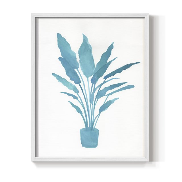 Watercolor House Plant I Framed Print in White Solid Wood 22 x 28