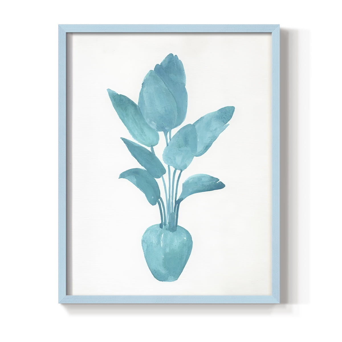 Watercolor House Plant II Framed Print in Blue Solid Wood 8 x 10 Framed Print