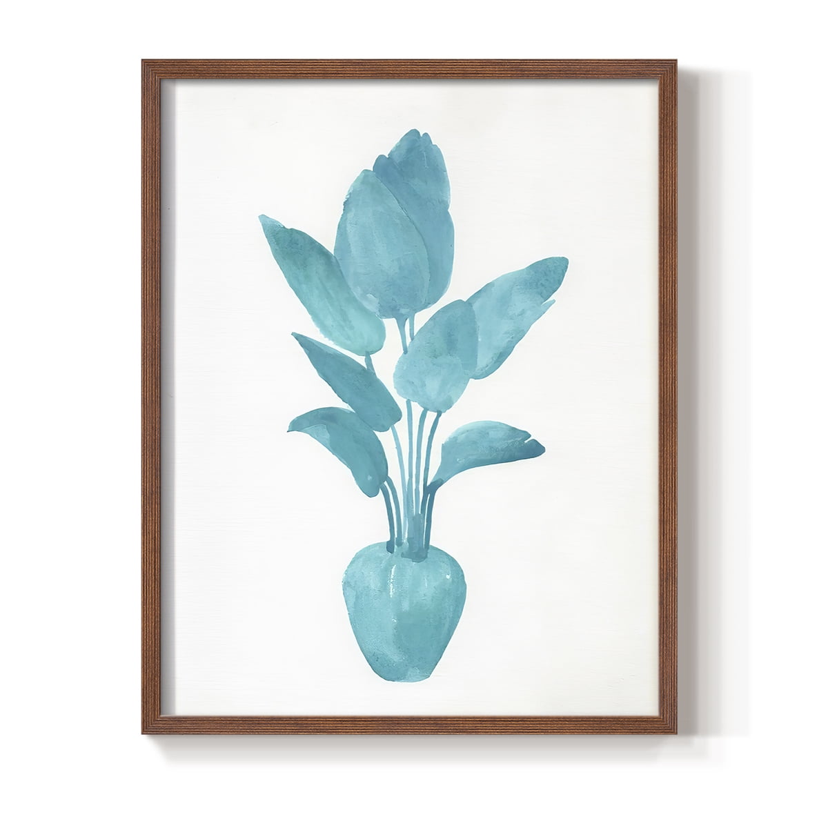 Watercolor House Plant II Framed Print in Brown Solid Wood 8 x 10 Framed Print
