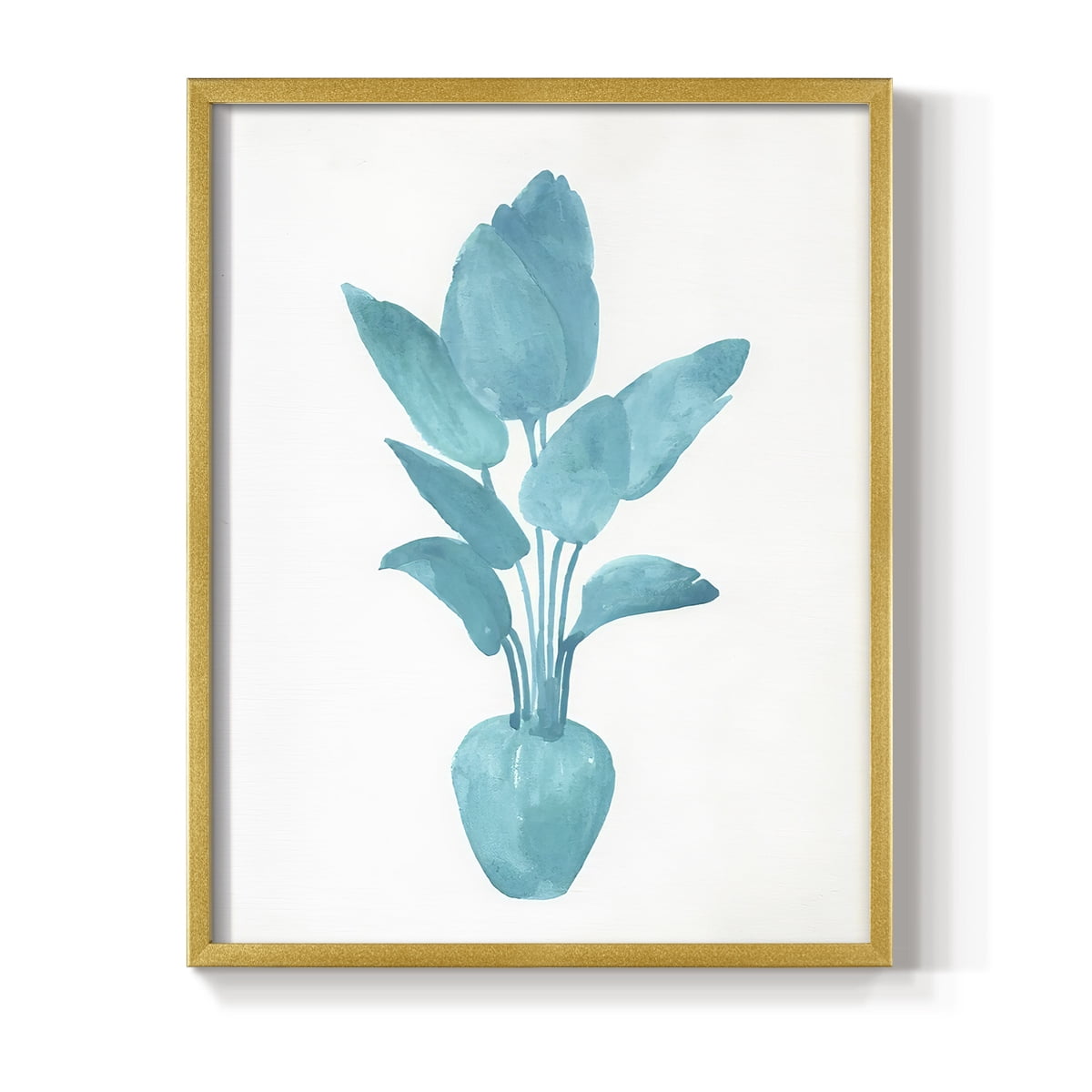 Watercolor House Plant II Framed Print in Gold Solid Wood 16 x 20 Framed Print