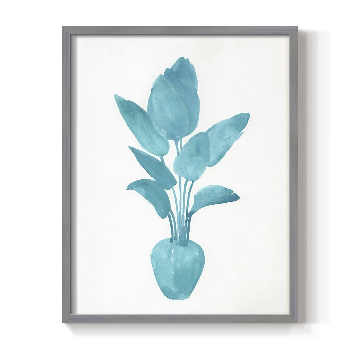 Watercolor House Plant II Framed Print in Gray Solid Wood 22 x 28 Framed Print
