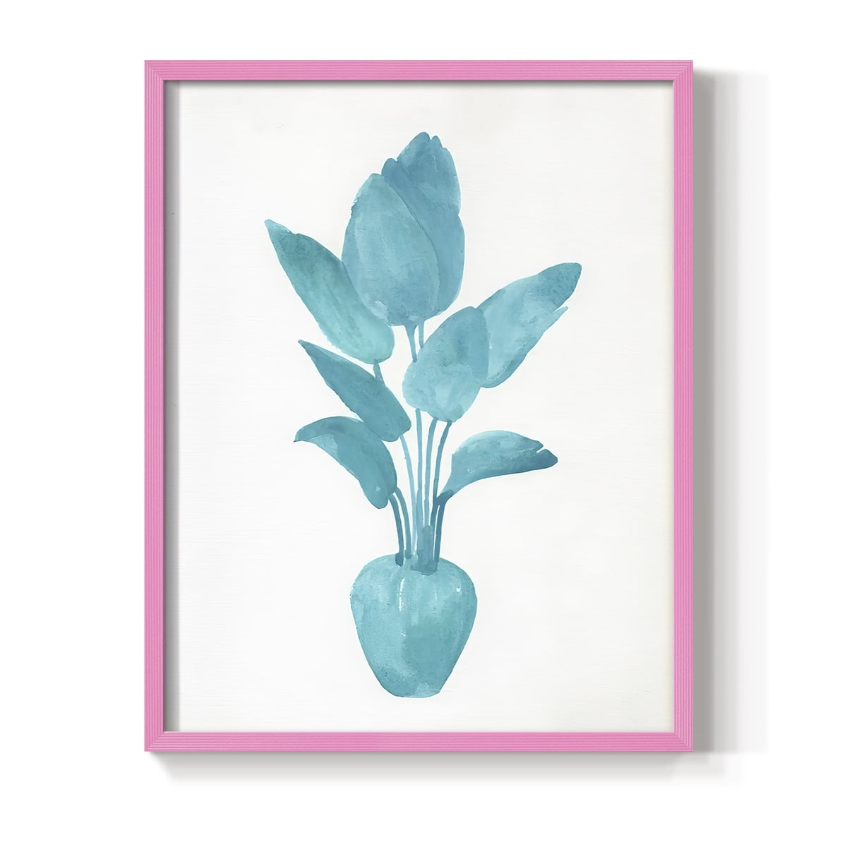 Watercolor House Plant II Framed Print in Pink Solid Wood 11 x 14 Framed Print