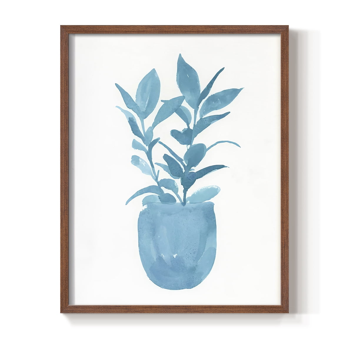 Watercolor House Plant III Framed Print in Brown Solid Wood 8 x 10 Framed Print