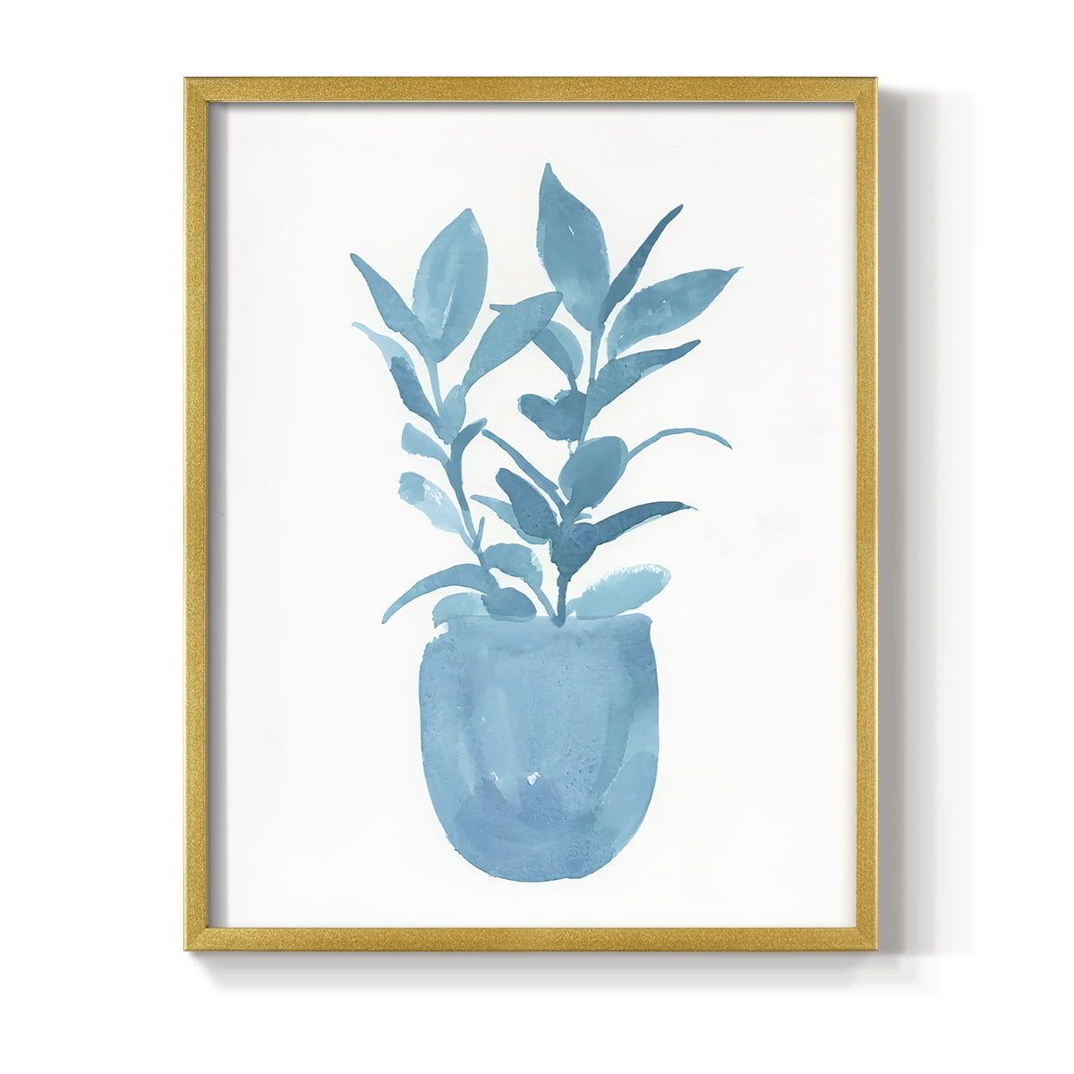 Watercolor House Plant III Framed Print in Gold Solid Wood 22 x 28 Framed Print