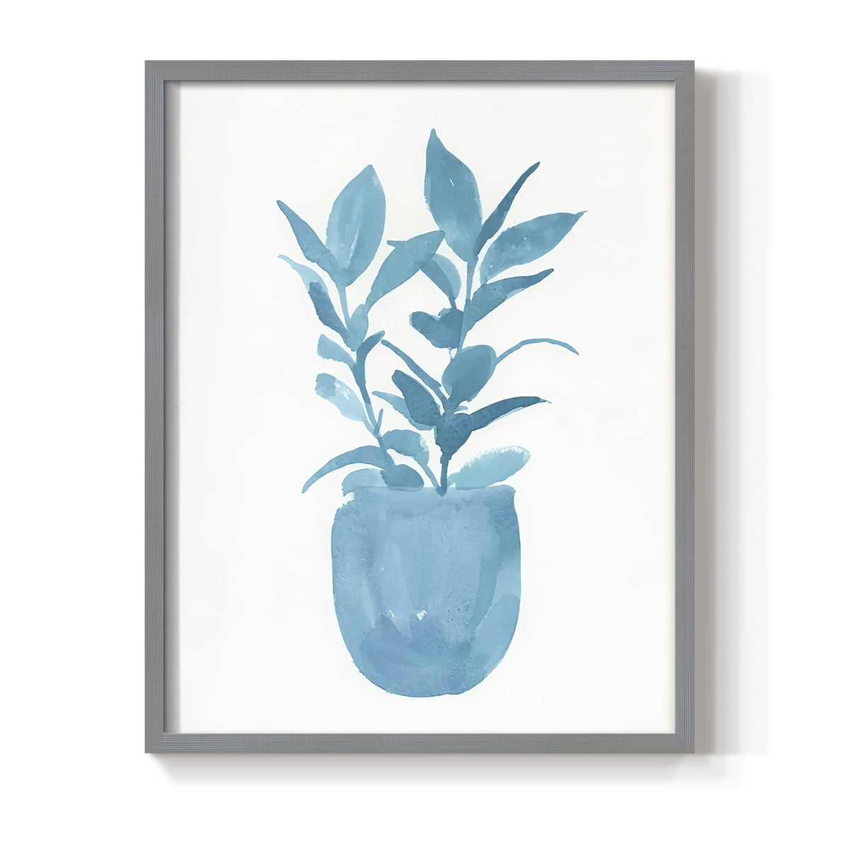 Watercolor House Plant III Framed Print in Gray Solid Wood 11 x 14 Framed Print