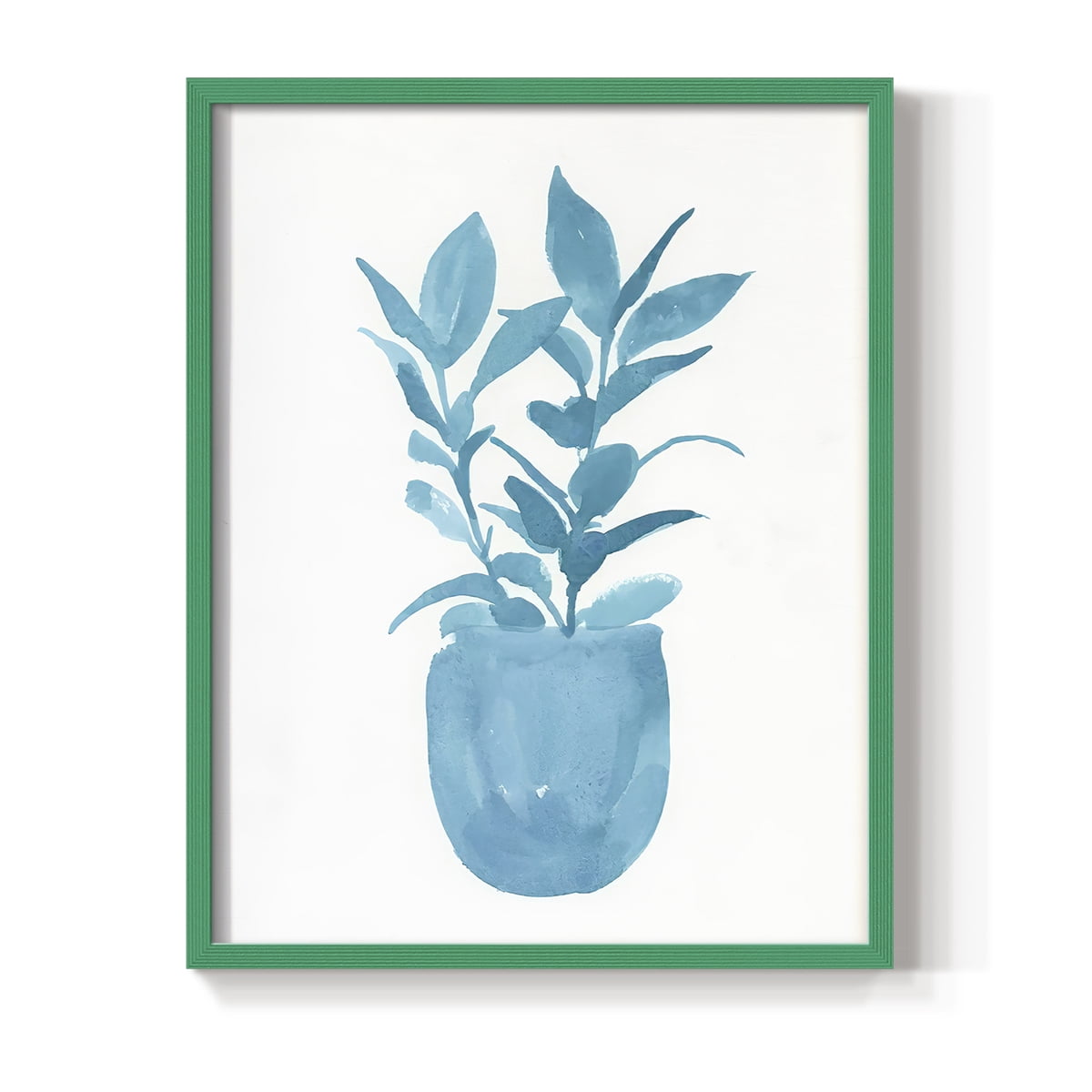 Watercolor House Plant III Framed Print in Green Solid Wood 11 x 14 Framed Print