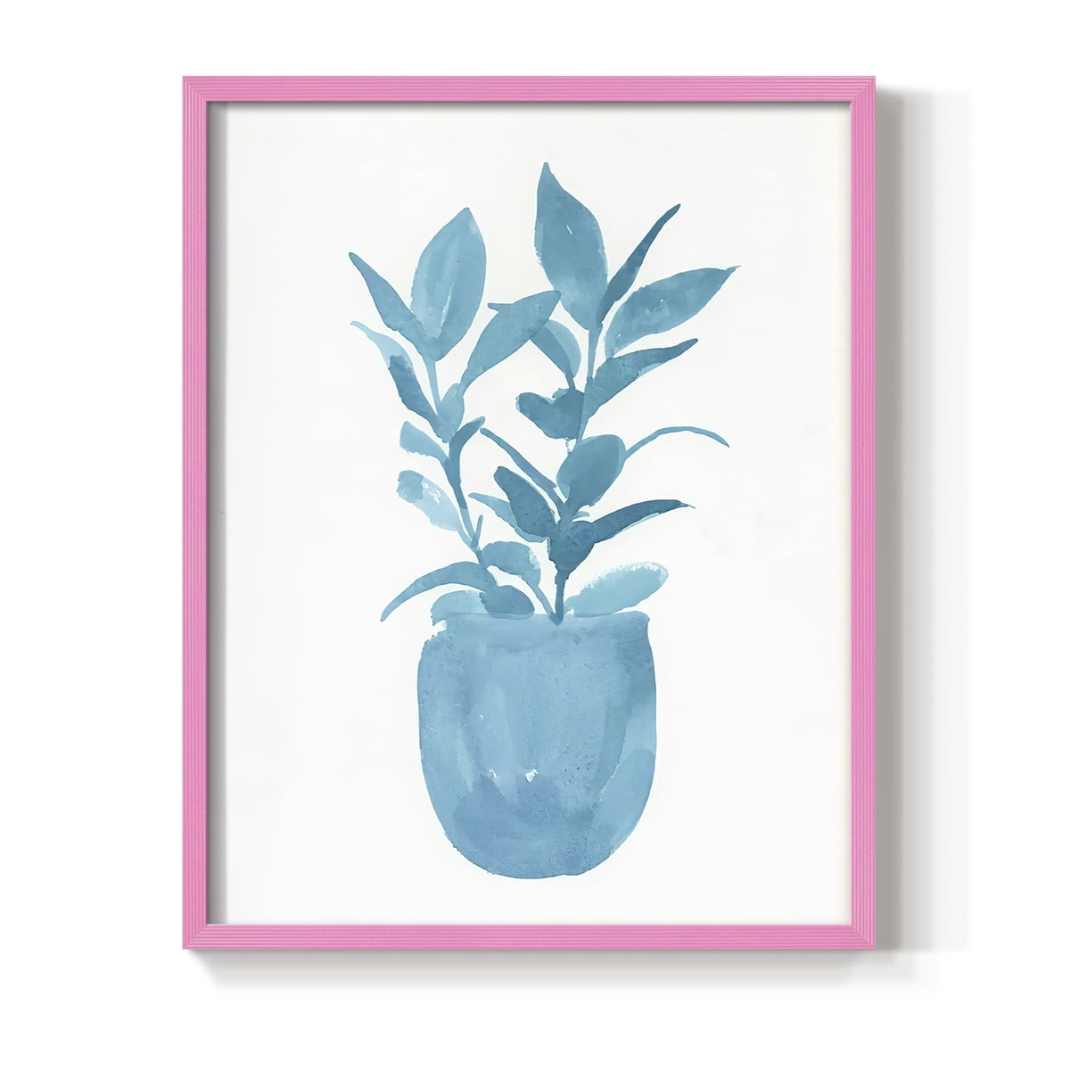 Watercolor House Plant III Framed Print in Pink Solid Wood 8 x 10 Framed Print