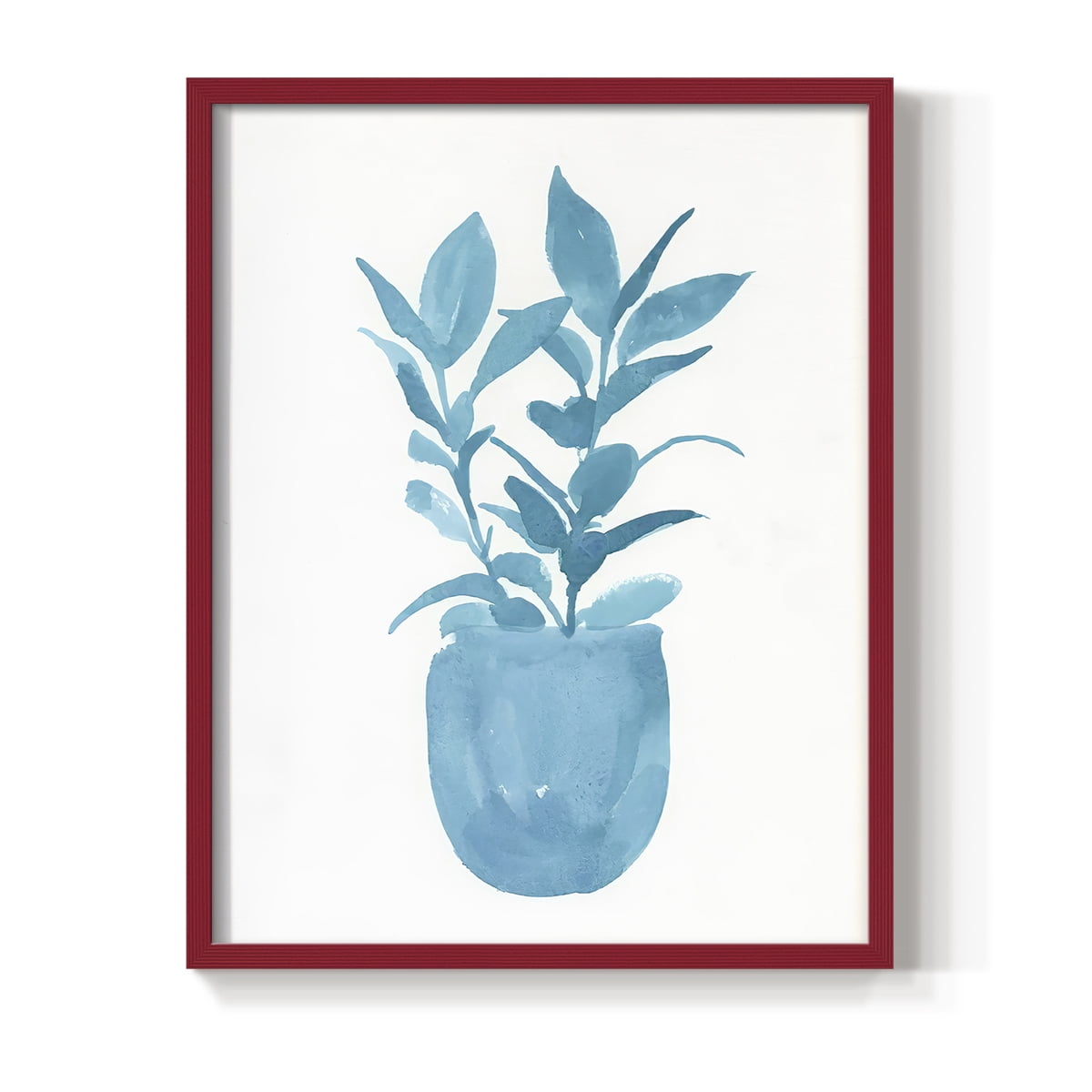 Watercolor House Plant III Framed Print in Red Solid Wood 8 x 10 Framed Print