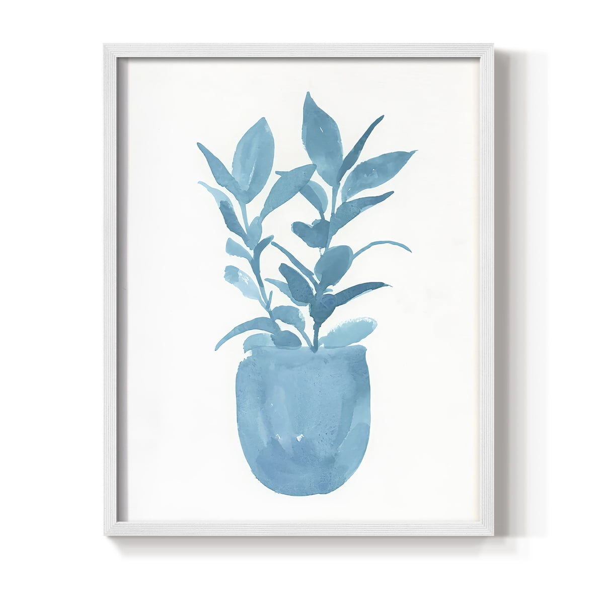 Watercolor House Plant III Framed Print in White Solid Wood 8 x 10 Framed Print