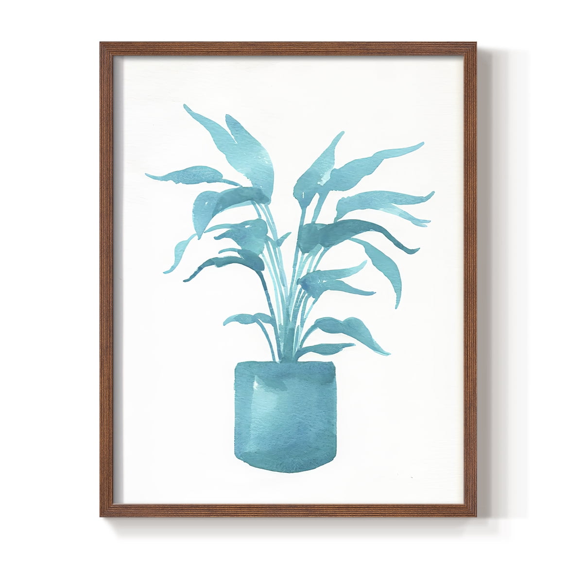 Watercolor House Plant IV Framed Print in Brown Solid Wood 11 x 14 Framed Print