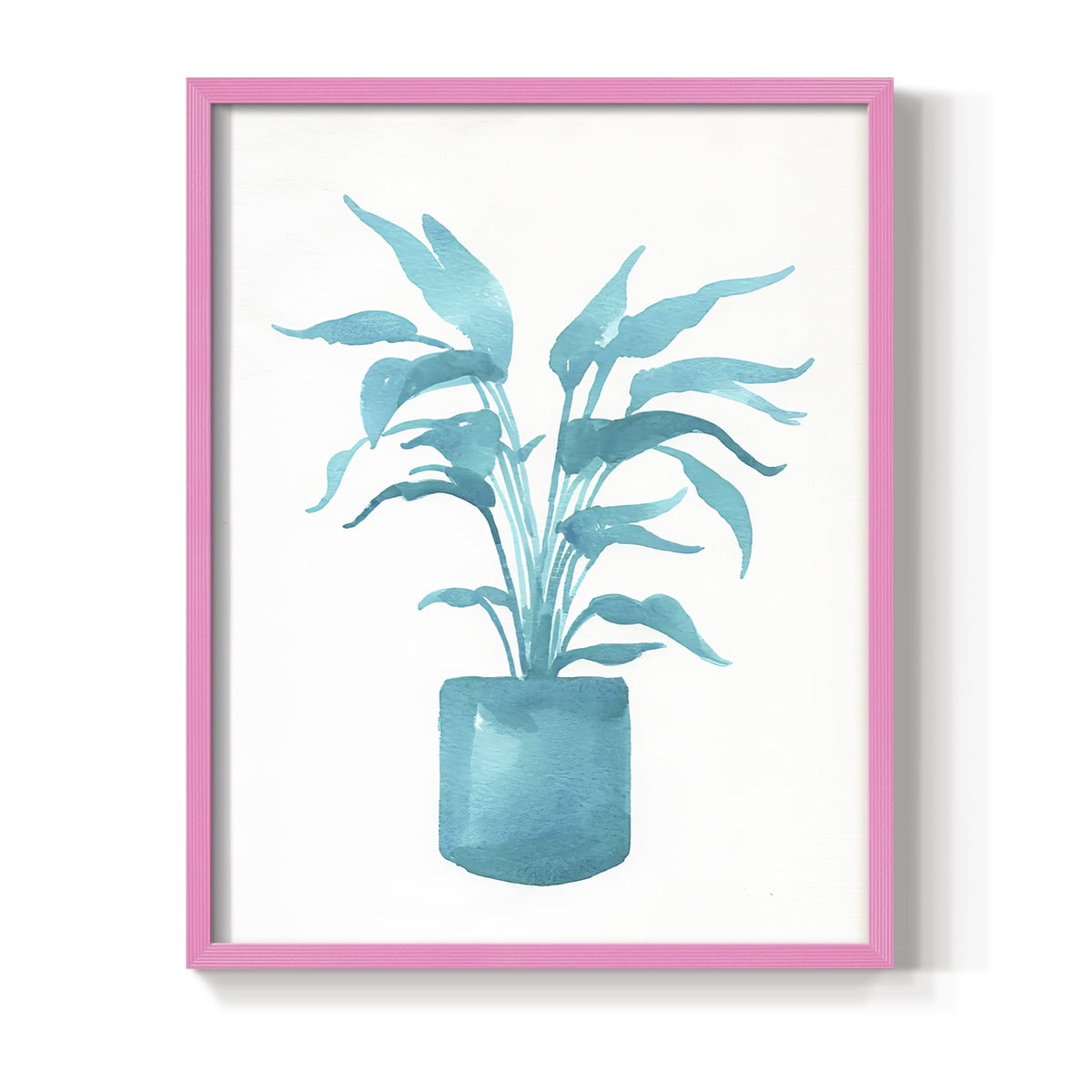 Watercolor House Plant IV Framed Print in Pink Solid Wood 8 x 10 Framed Print