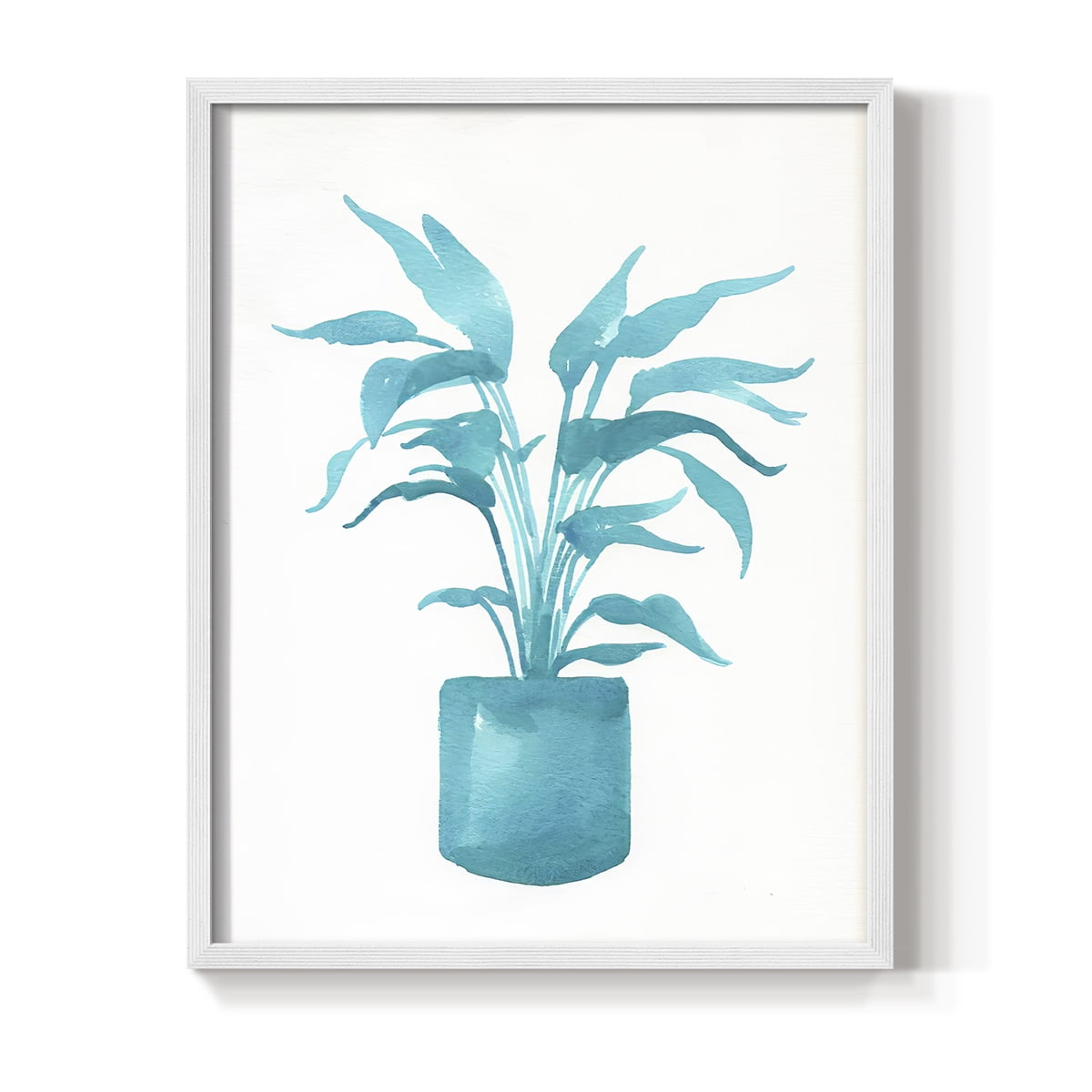 Watercolor House Plant IV Framed Print in White Solid Wood 11 x 14 Framed Print
