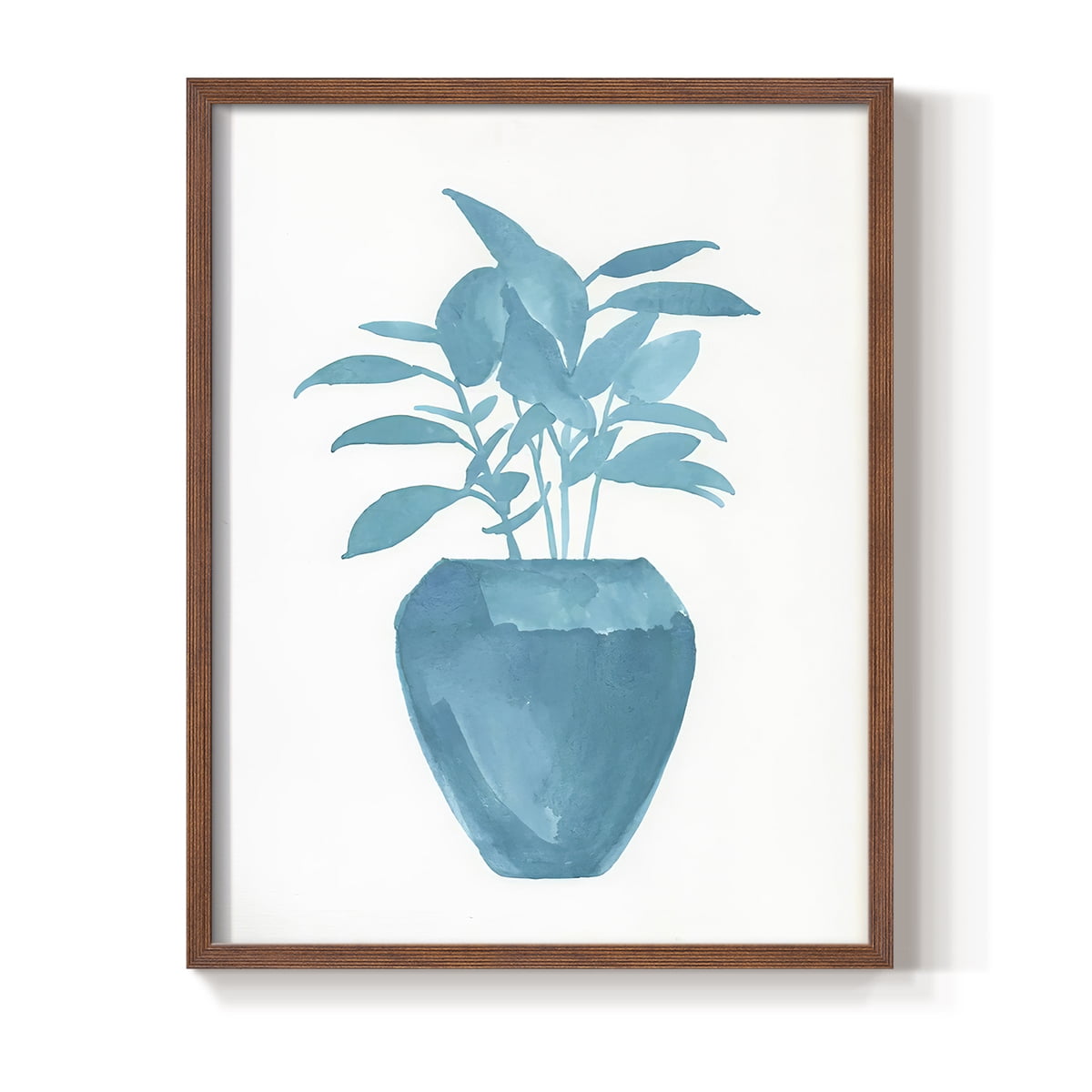 Watercolor House Plant V Framed Print in Brown Solid Wood 8 x 10 Framed Print