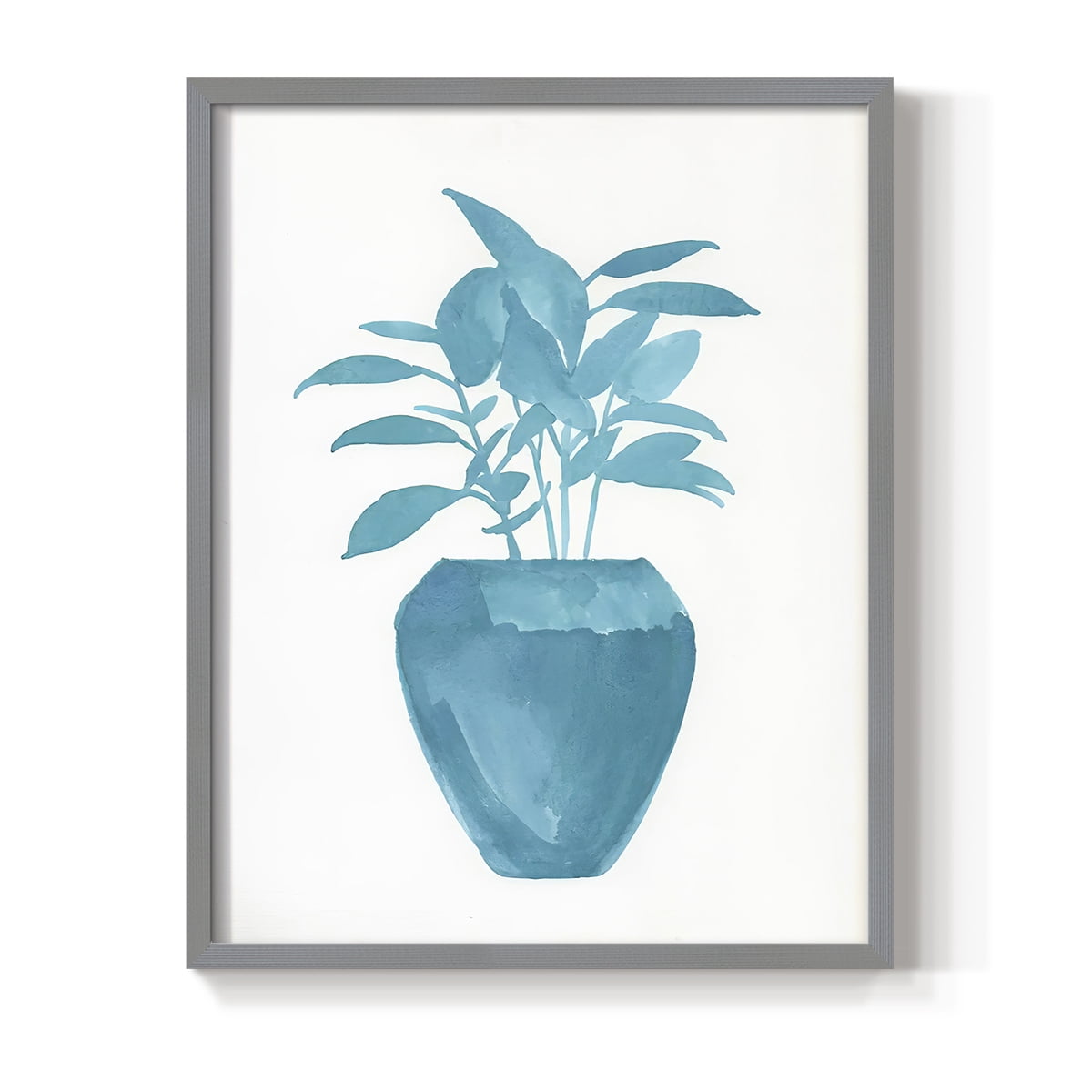 Watercolor House Plant V Framed Print in Gray Solid Wood 8 x 10 Framed Print