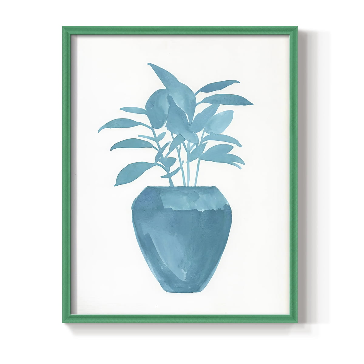 Watercolor House Plant V Framed Print in Green Solid Wood 11 x 14 Framed Print