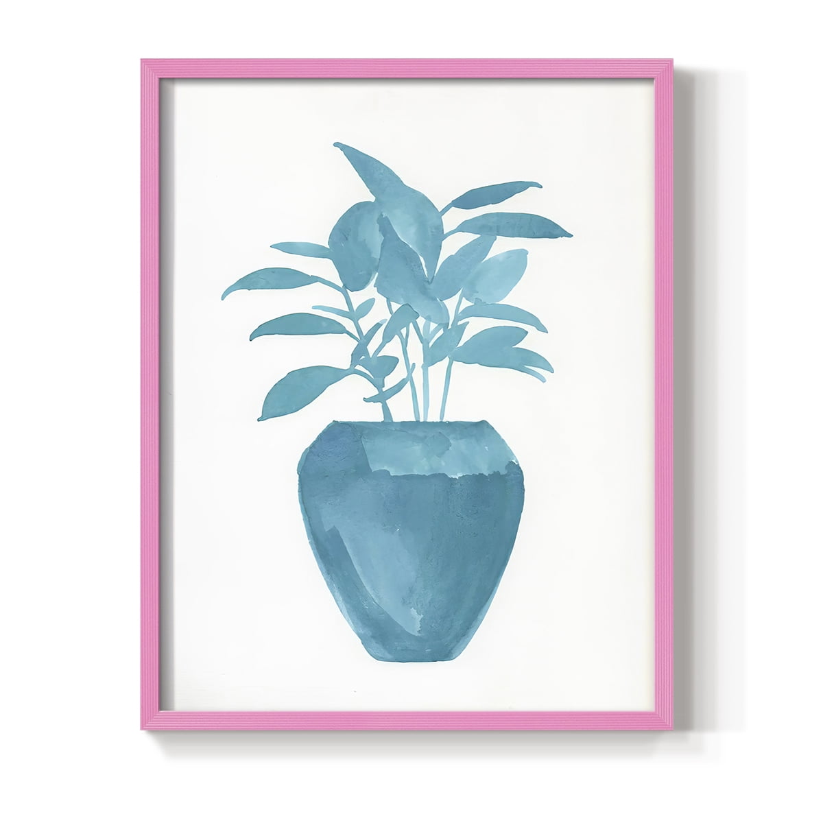 Watercolor House Plant V Framed Print in Pink Solid Wood 11 x 14 Framed Print