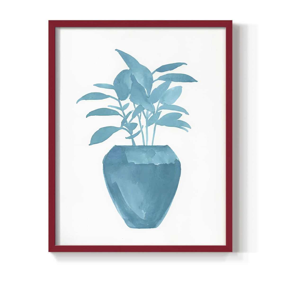 Watercolor House Plant V Framed Print in Red Solid Wood 8 x 10 Framed Print