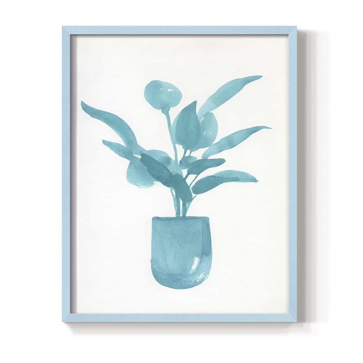 Watercolor House Plant VI Framed Print in Blue Solid Wood 8 x 10 Framed Print