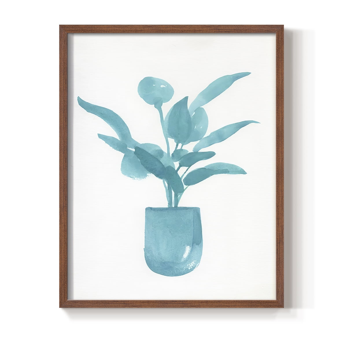 Watercolor House Plant VI Framed Print in Brown Solid Wood 8 x 10 Framed Print