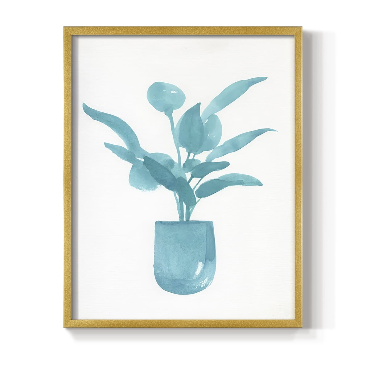 Watercolor House Plant VI Framed Print in Gold Solid Wood 22 x 28 Framed Print