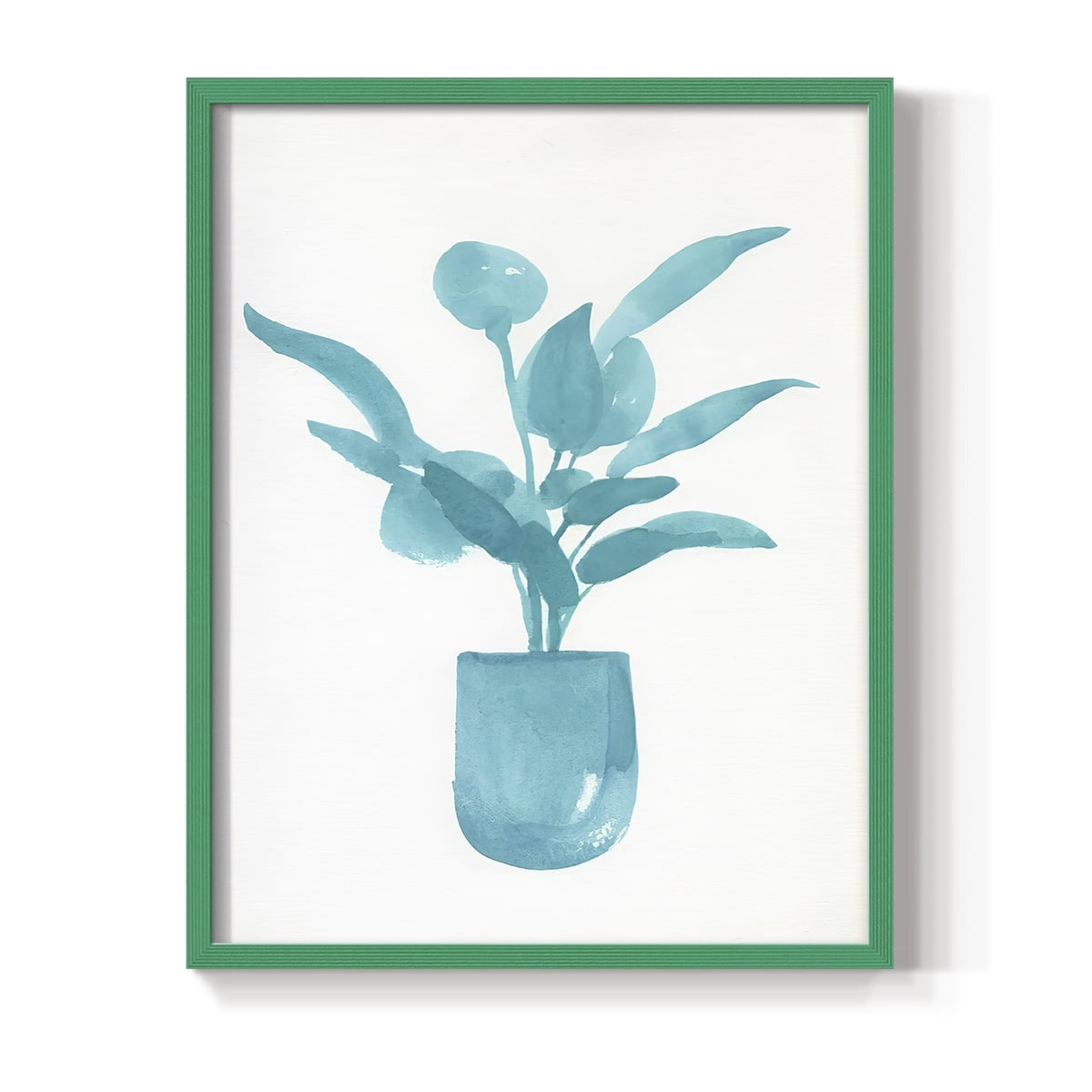 Watercolor House Plant VI Framed Print in Green Solid Wood 11 x 14 Framed Print